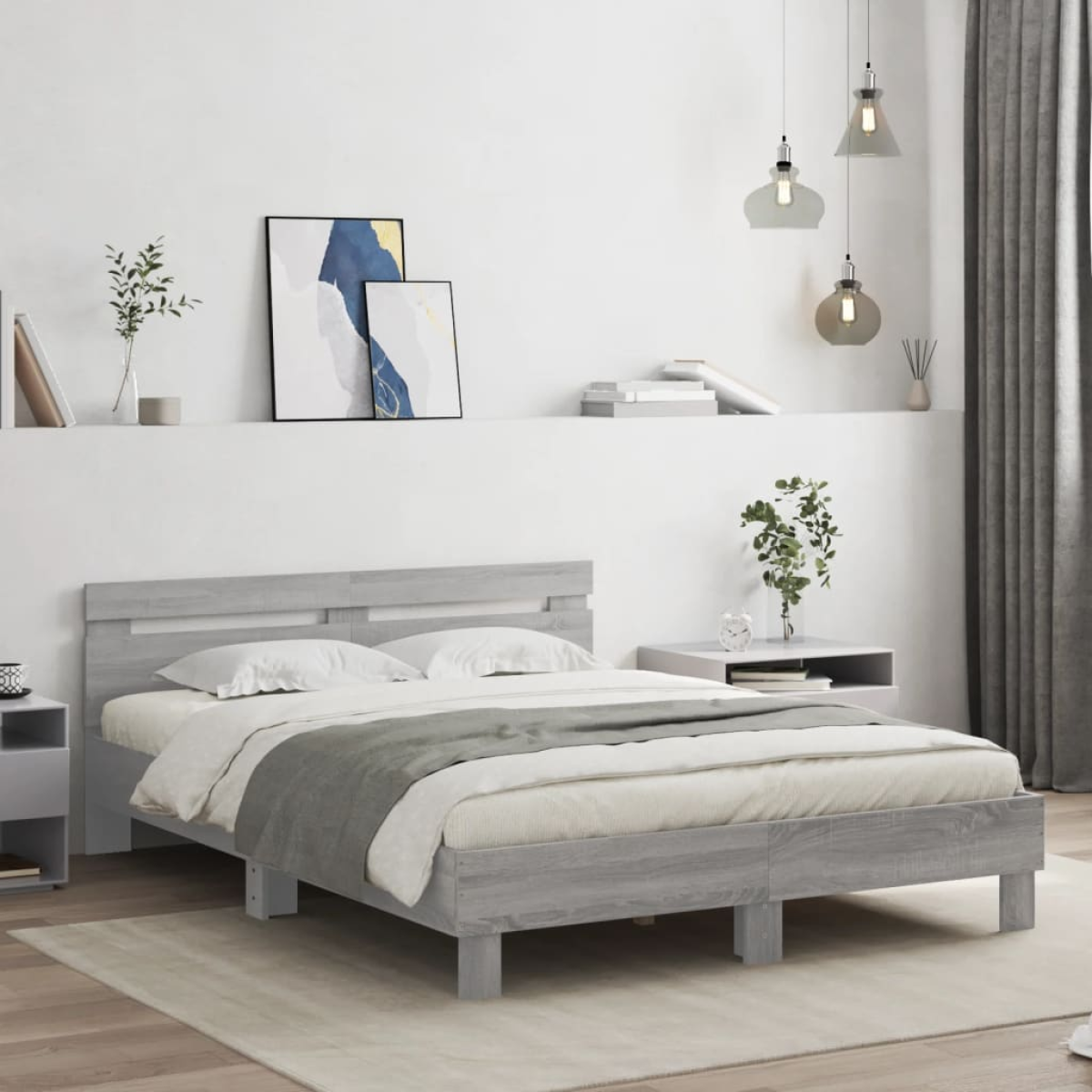 vidaXL Bed Frame Old Wood 203 x 95 x 70 cm Engineered Wood - from vidaXL
