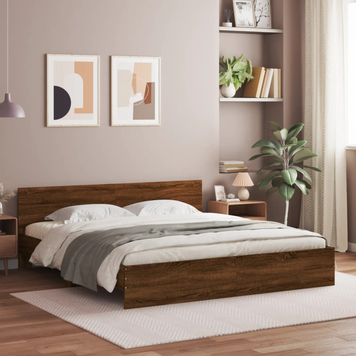 vidaXL Bed Frame with Headboard Old Wood 90 x 200 cm Engineered Wood - from vidaXL