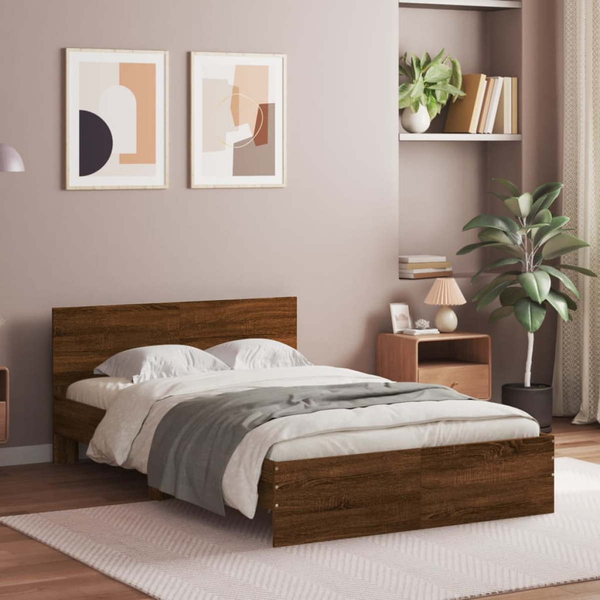 vidaXL Bed Frame with Headboard Old Wood 90 x 200 cm Engineered Wood - from vidaXL