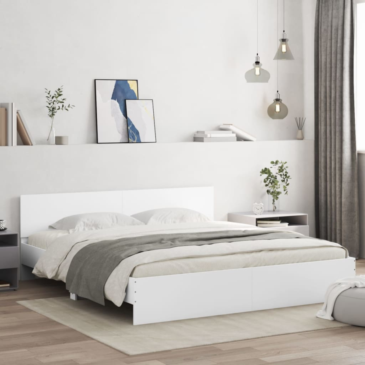 vidaXL Bed Frame with Headboard Old Wood 90 x 200 cm Engineered Wood - from vidaXL