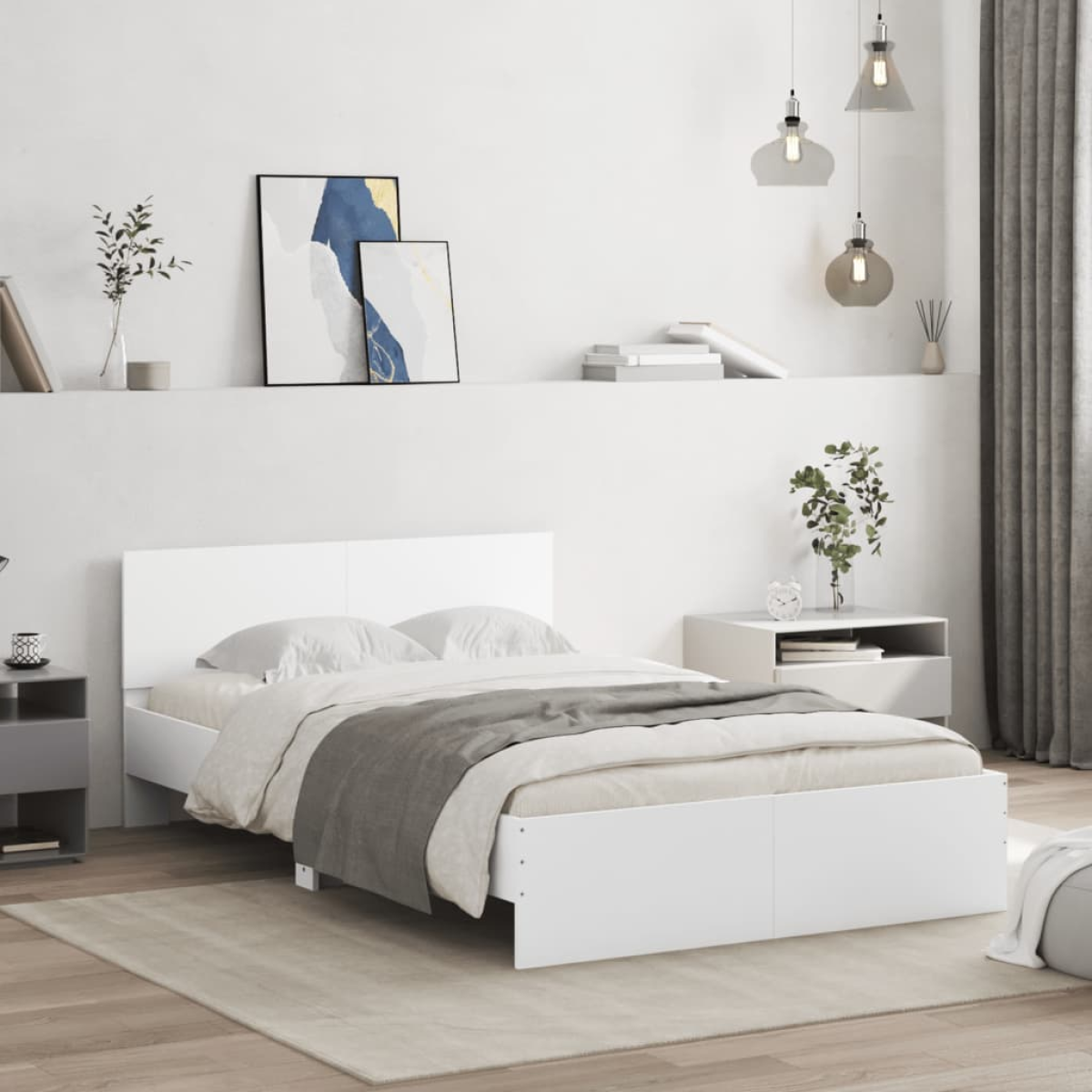 vidaXL Bed Frame with Headboard Old Wood 90 x 200 cm Engineered Wood - from vidaXL