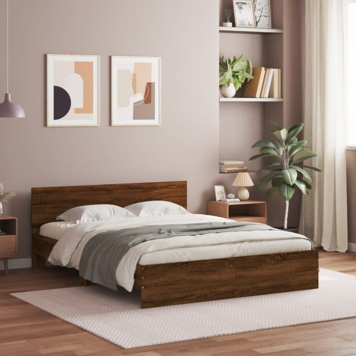 vidaXL Bed Frame with Headboard Old Wood 90 x 200 cm Engineered Wood - from vidaXL