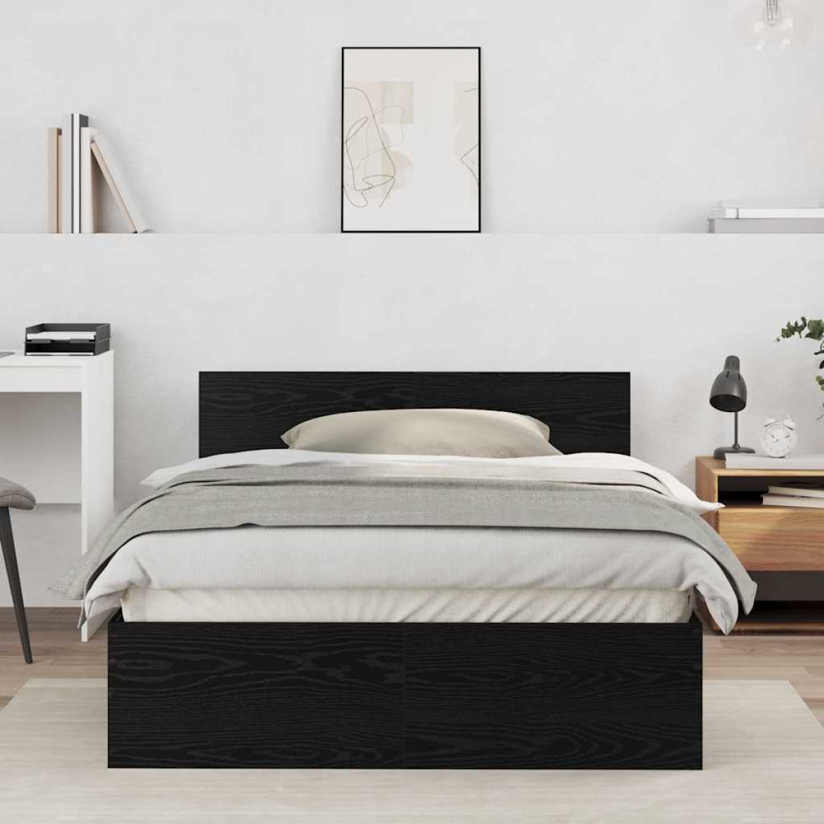 vidaXL Bed Frame with Headboard Old Wood 90 x 200 cm Engineered Wood - from vidaXL