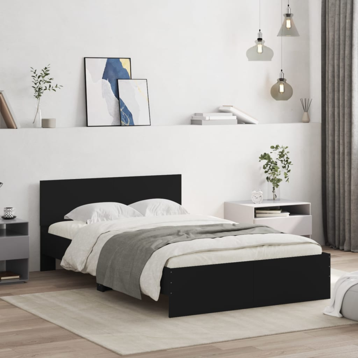 vidaXL Bed Frame with Headboard Old Wood 90 x 200 cm Engineered Wood - from vidaXL