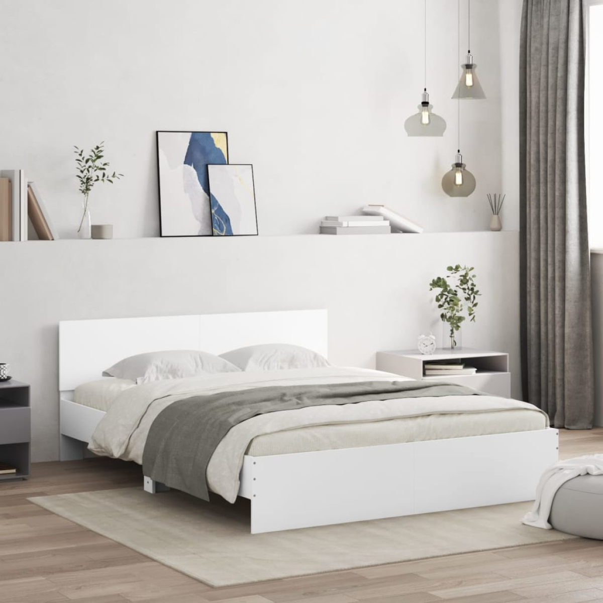 vidaXL Bed Frame with Headboard Old Wood 90 x 200 cm Engineered Wood - from vidaXL