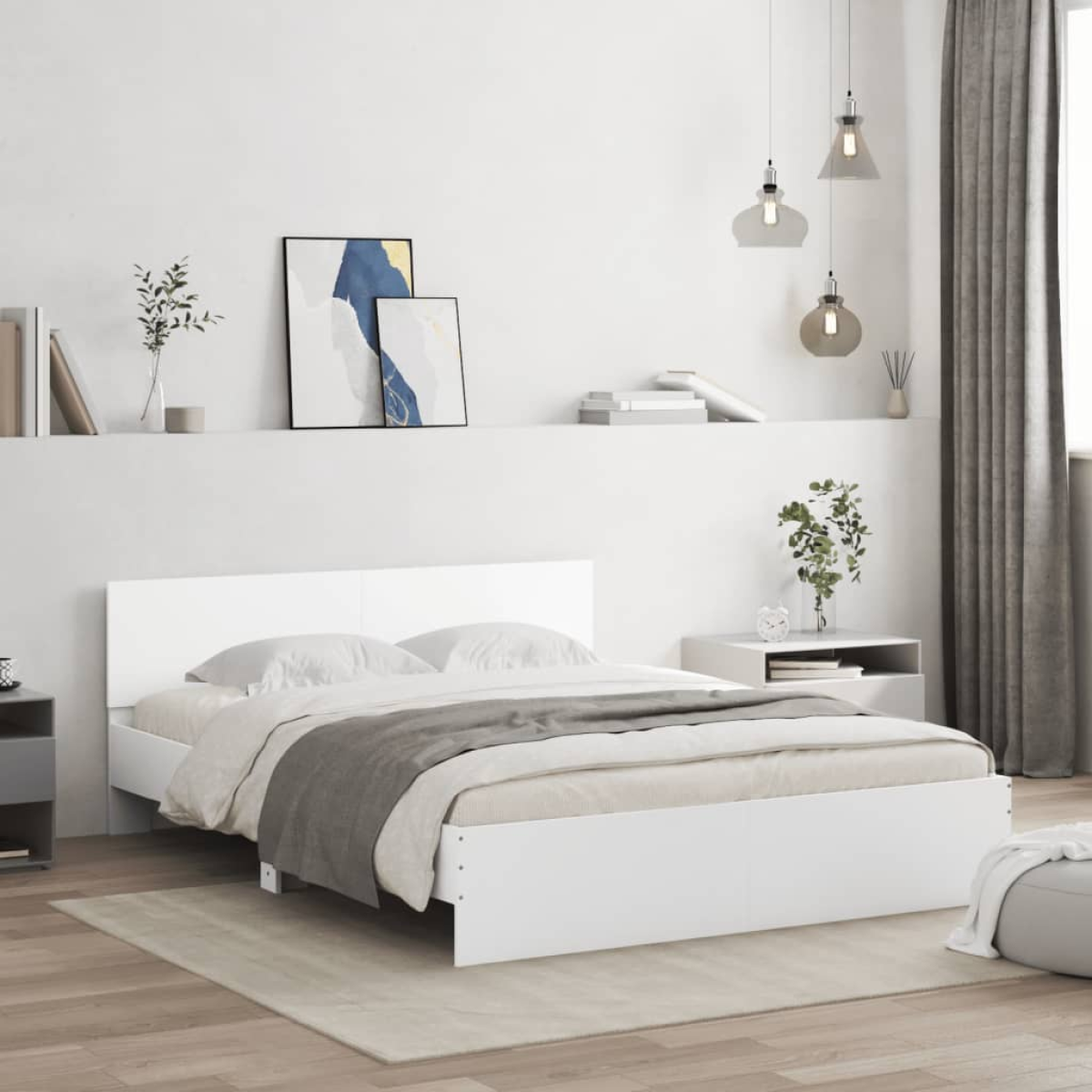 vidaXL Bed Frame with Headboard Old Wood 90 x 200 cm Engineered Wood - from vidaXL
