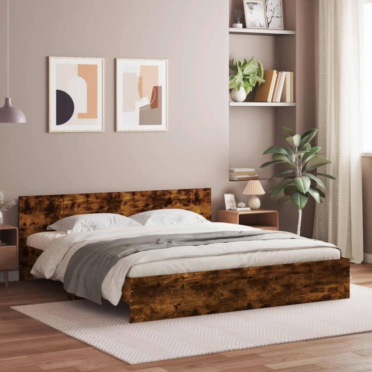 vidaXL Bed Frame with Headboard Old Wood 90 x 200 cm Engineered Wood - from vidaXL