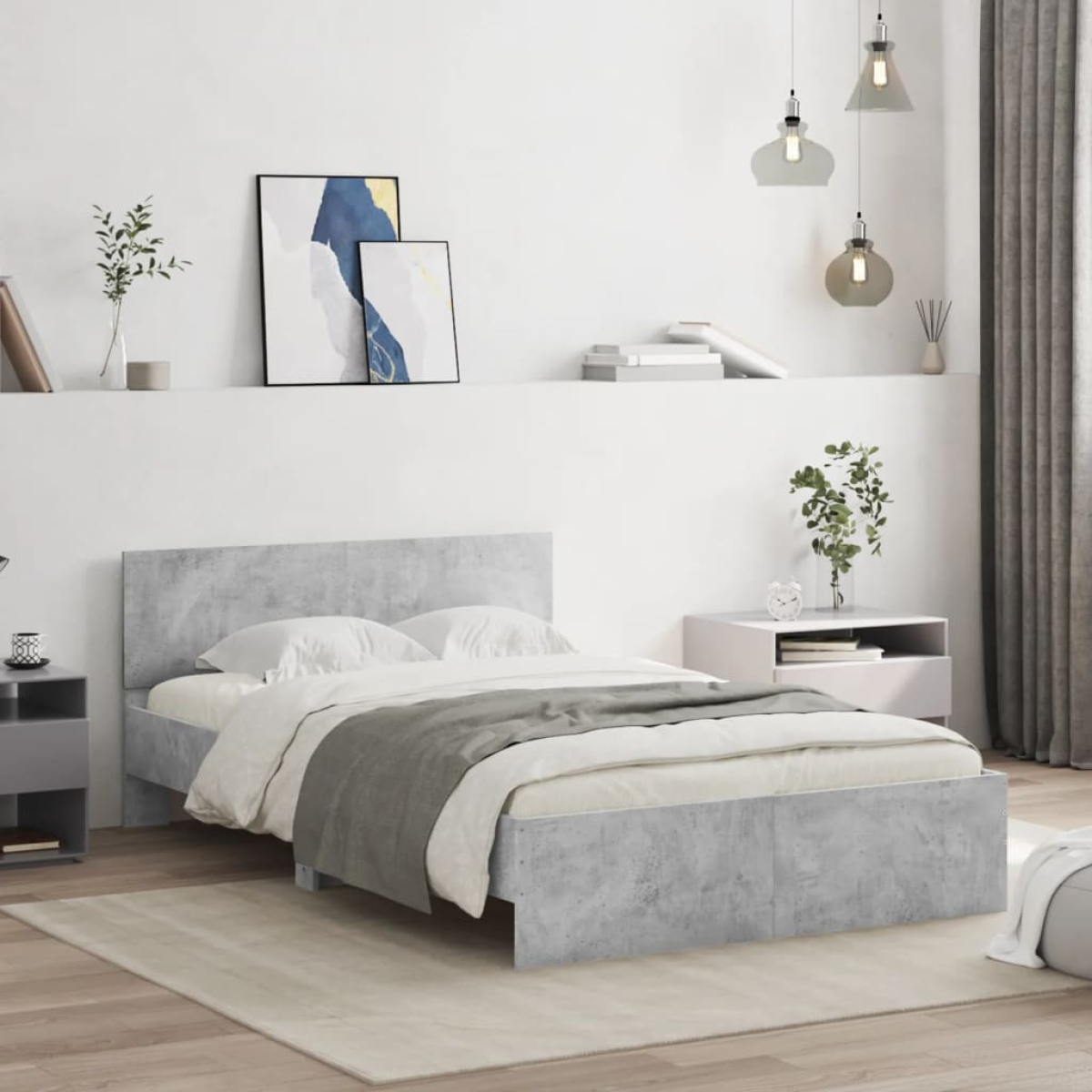 vidaXL Bed Frame with Headboard Old Wood 90 x 200 cm Engineered Wood - from vidaXL