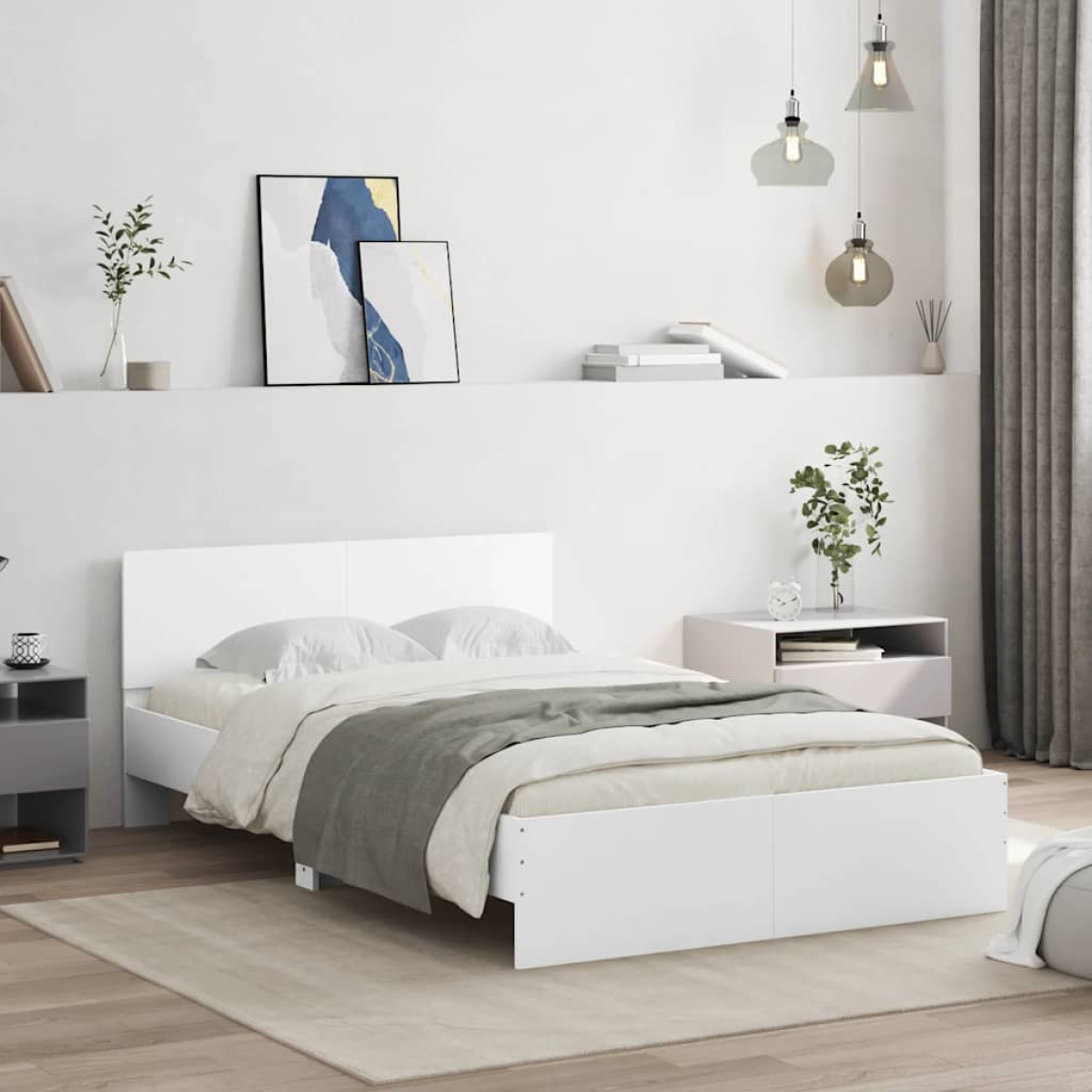 vidaXL Bed Frame with Headboard Old Wood 90 x 200 cm Engineered Wood - from vidaXL