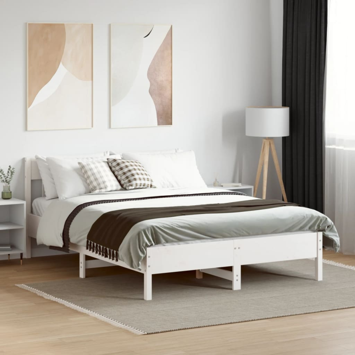 vidaXL Bed Frame without Mattress 150x200 cm King Size Solid Wood Pine - from vidaXL
