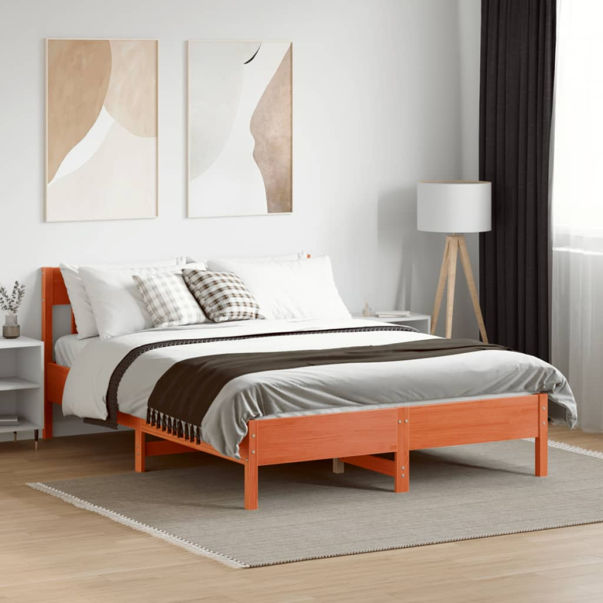 vidaXL Bed Frame without Mattress 150x200 cm King Size Solid Wood Pine - from vidaXL