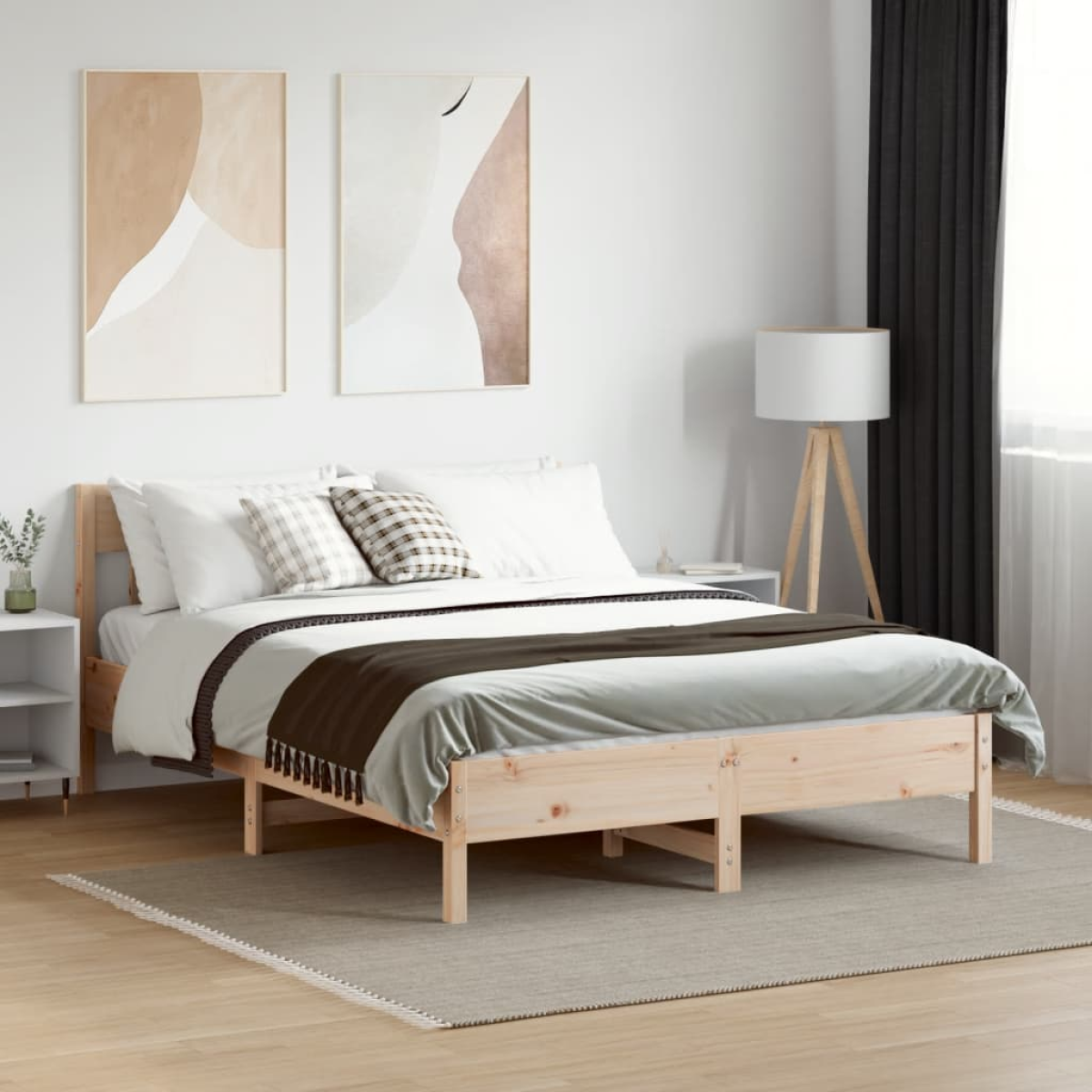 vidaXL Bed Frame without Mattress 150x200 cm King Size Solid Wood Pine - from vidaXL