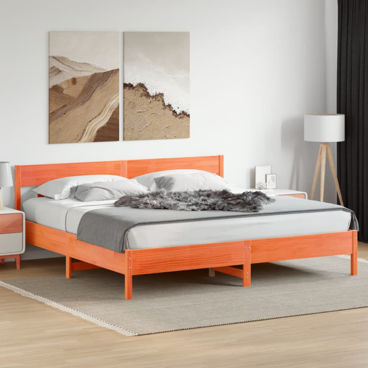 vidaXL Bed Frame without Mattress 150x200 cm King Size Solid Wood Pine - from vidaXL
