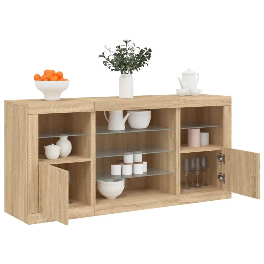vidaXL vidaXL Sideboard with LED Lights White 142.5x37x67 cm - Sideboard