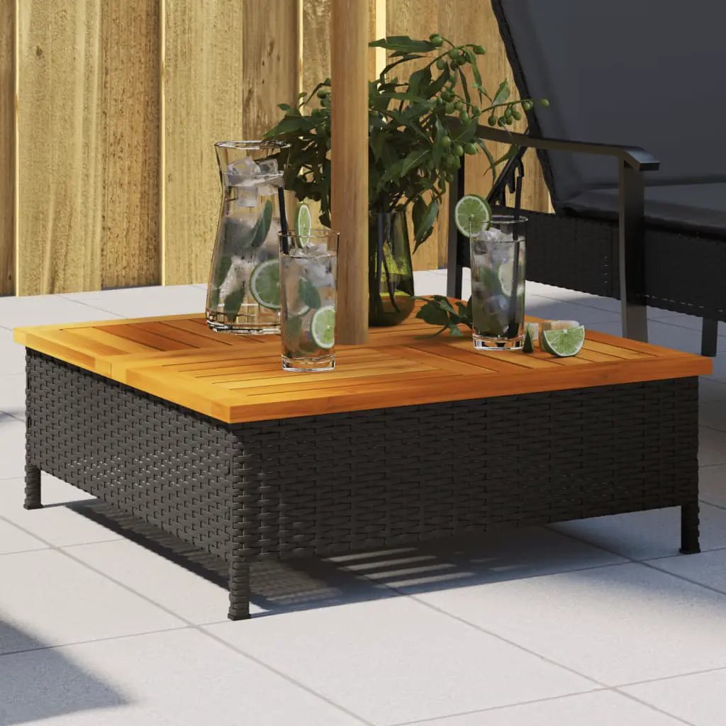 vidaXL vidaXL Parasol Base Cover Black 70x70x25 cm Poly Rattan and Acacia - Parasol