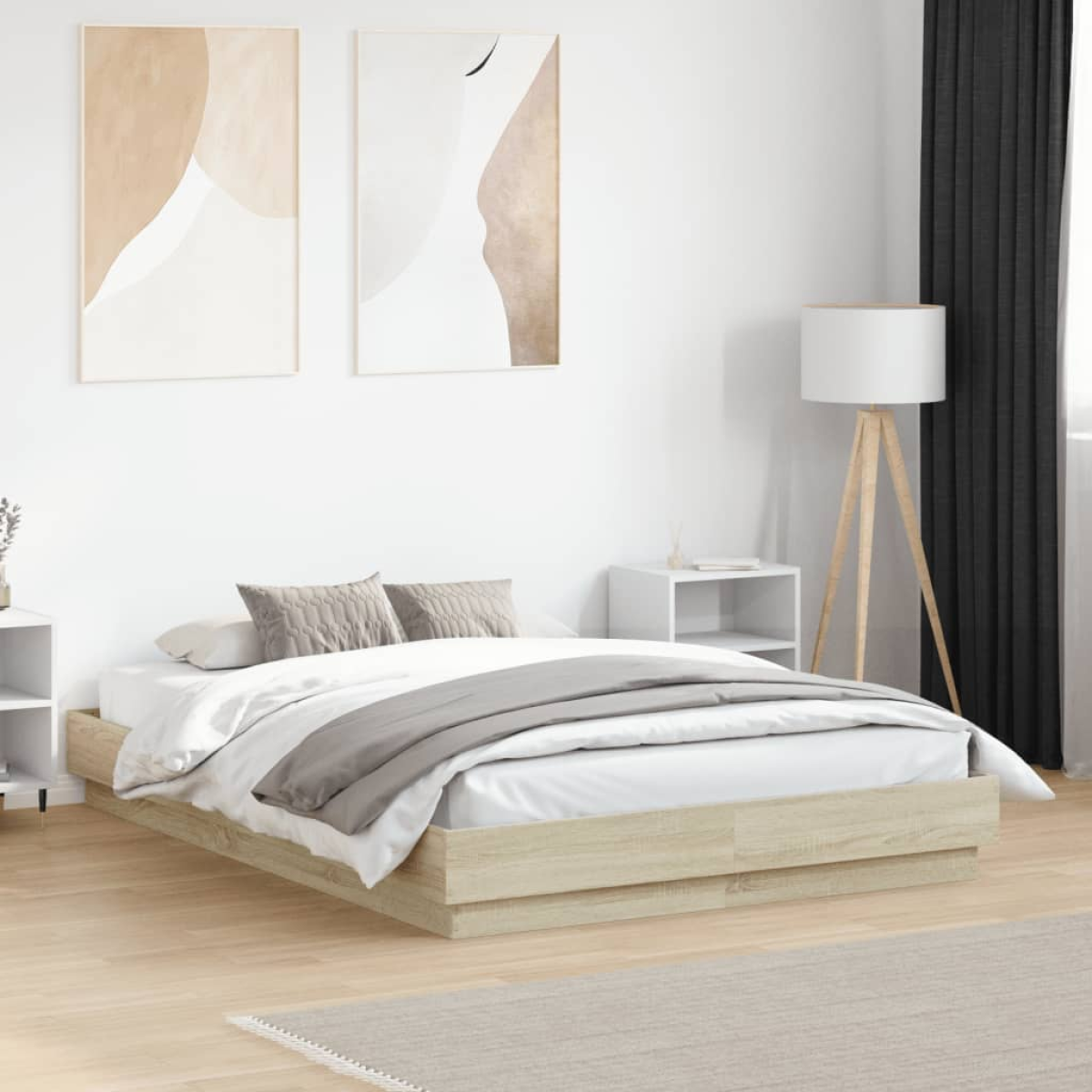 vidaXL Bed Frame | White | Engineered wood | 200x200 cm | Durable | Bed Frame - from vidaXL