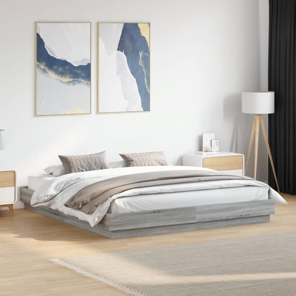 vidaXL Bed Frame | White | Engineered wood | 200x200 cm | Durable | Bed Frame - from vidaXL