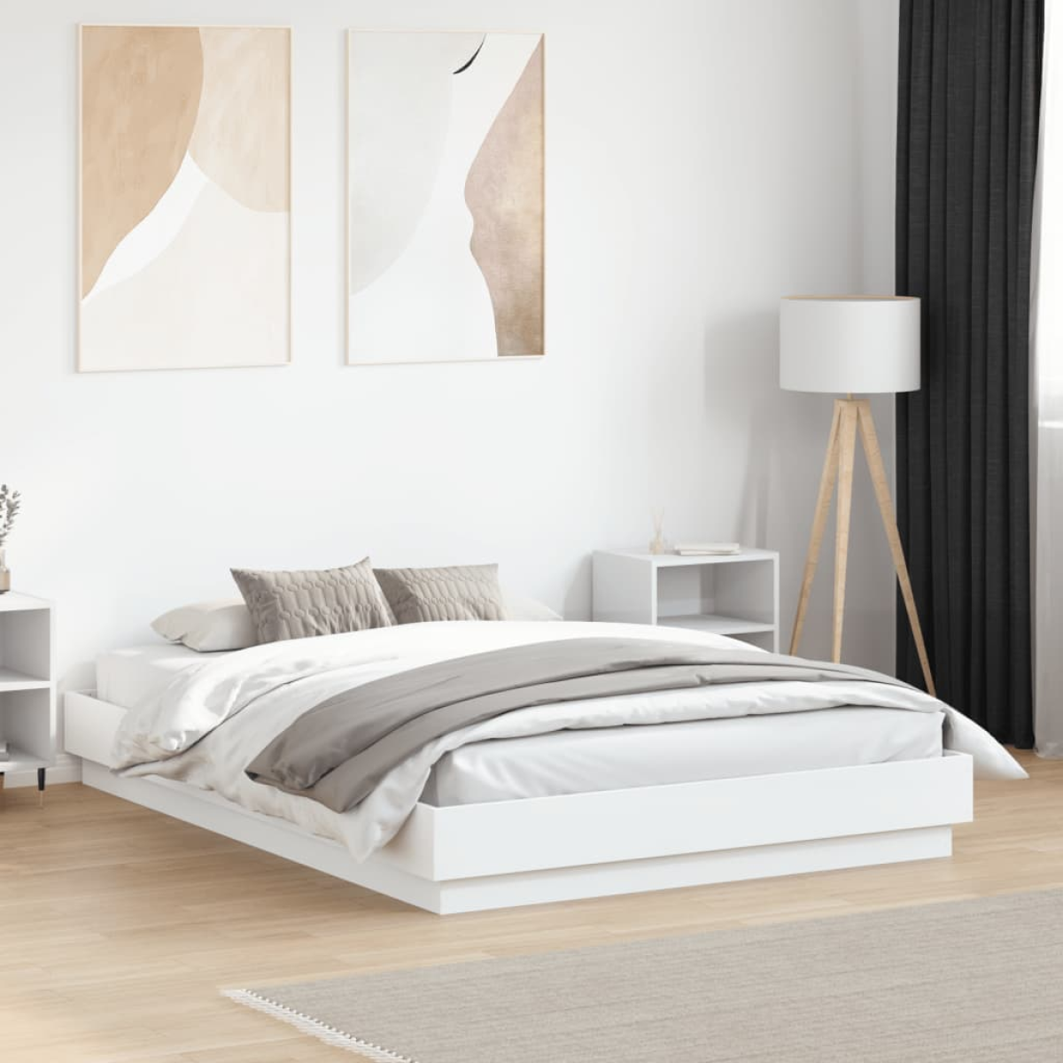 vidaXL Bed Frame | White | Engineered wood | 200x200 cm | Durable | Bed Frame - from vidaXL