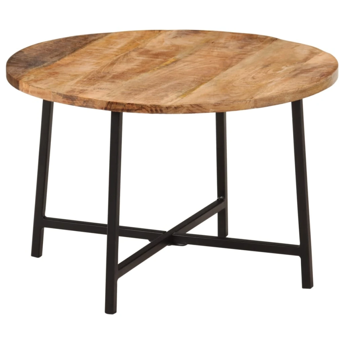 vidaXL VidaXL Round Coffee Table 54x54x35 Cm Solid Mango Wood With Industrial Iron Frame For Living Room - Coffee Table