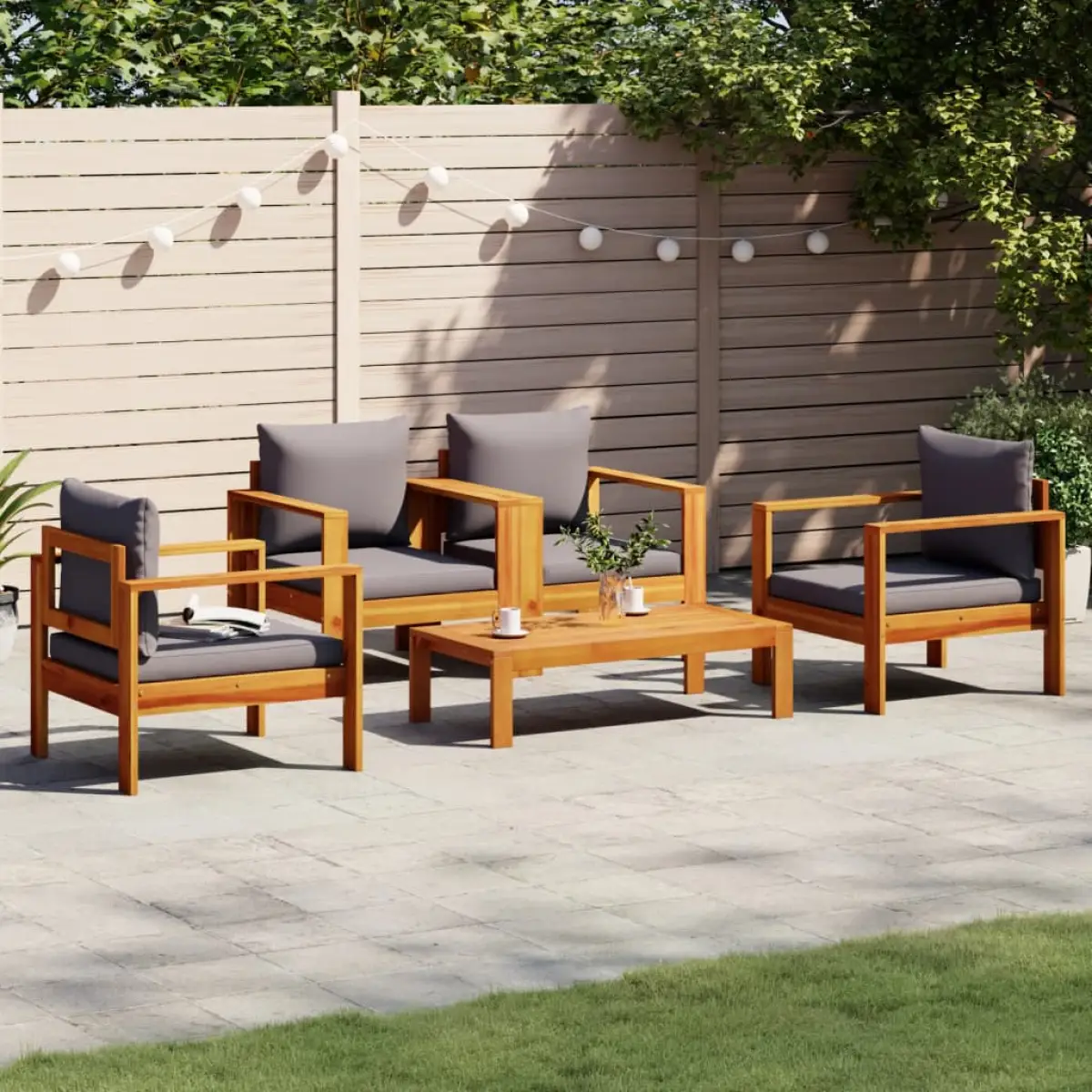vidaXL vidaXL 3 Piece Garden Sofa Set with Cushions Solid Wood Acacia - Garden Sofa Sets