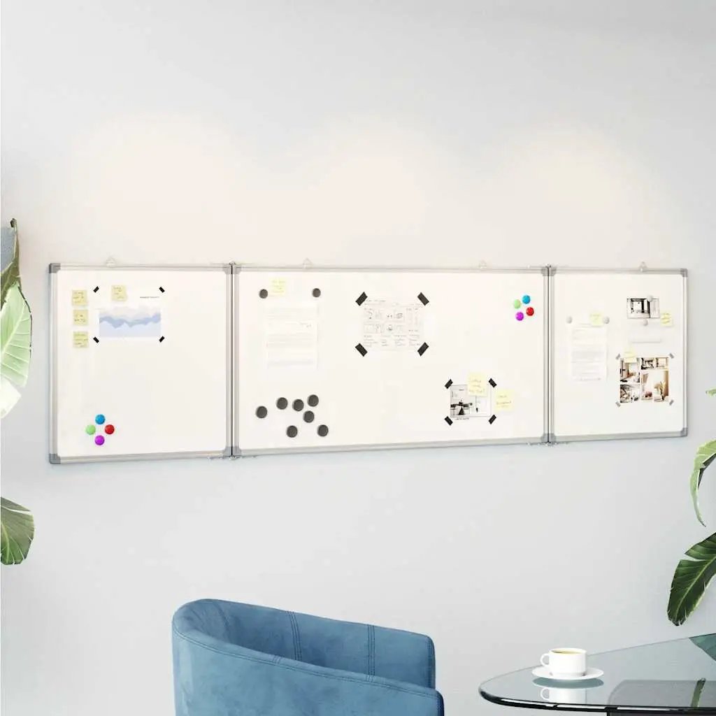 vidaXL vidaXL Magnetic Whiteboard Foldable 160x40x1.7 cm Aluminium - Whiteboard