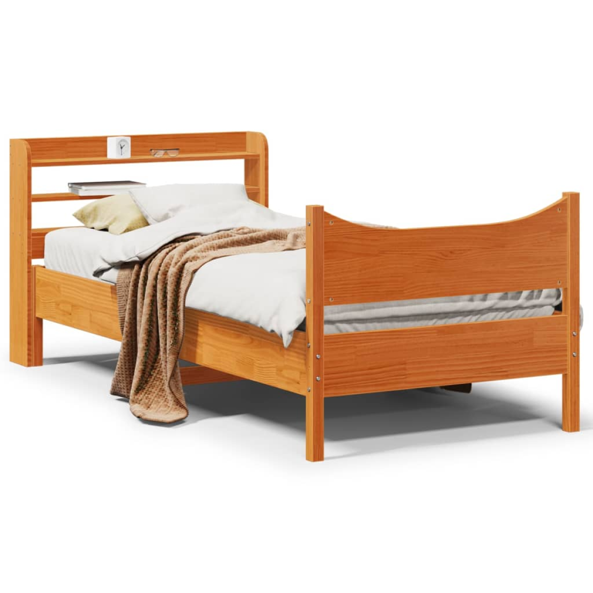 vidaXL Bed Frame with Headboard 200x200 cm Solid Wood Pine - from vidaXL