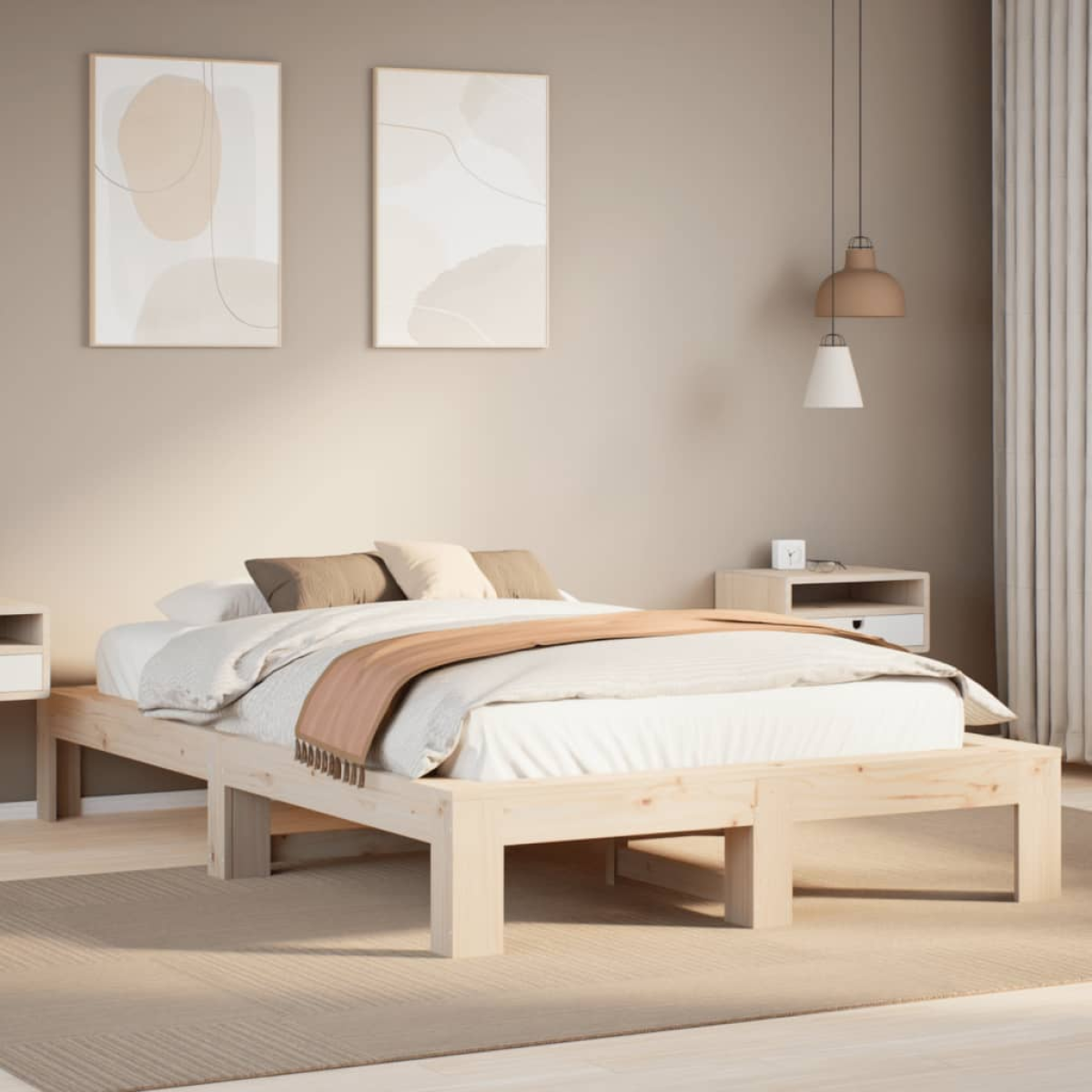 vidaXL Bed Frame | Natural wood colour | Solid pine wood, Plywood slats | Single - from vidaXL