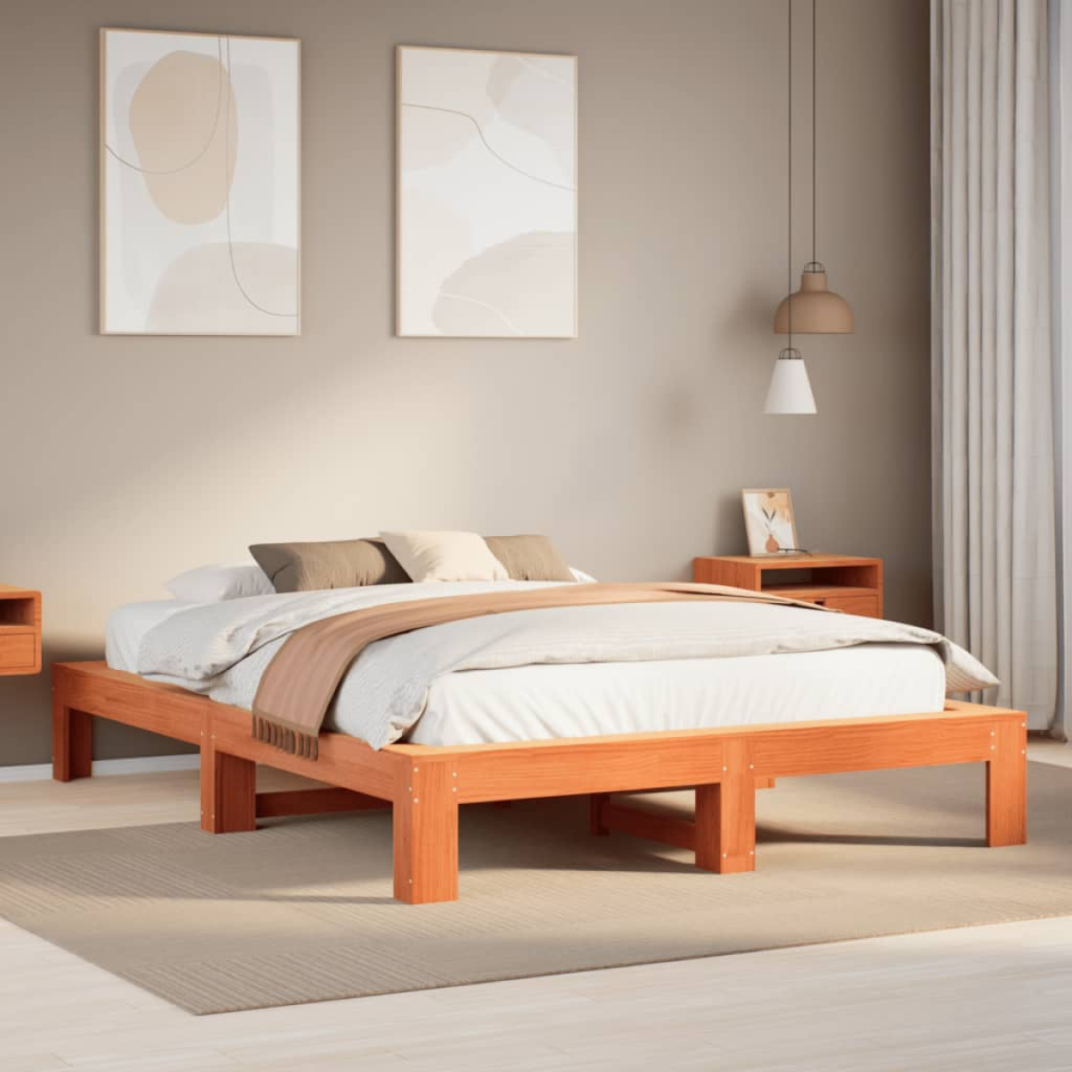 vidaXL Bed Frame | Natural wood colour | Solid pine wood, Plywood slats | Single - from vidaXL