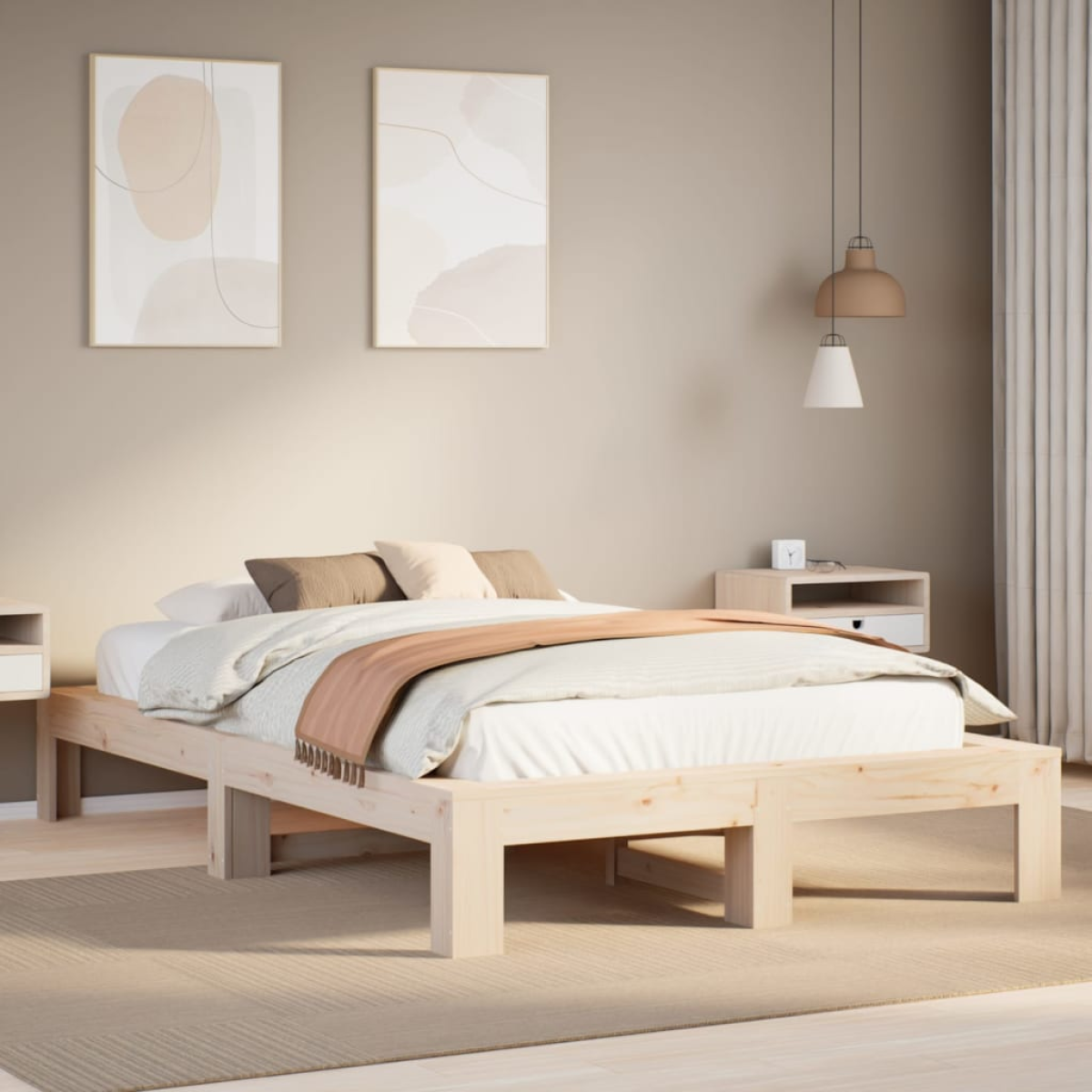 vidaXL Bed Frame | Natural wood colour | Solid pine wood, Plywood slats | Single - from vidaXL
