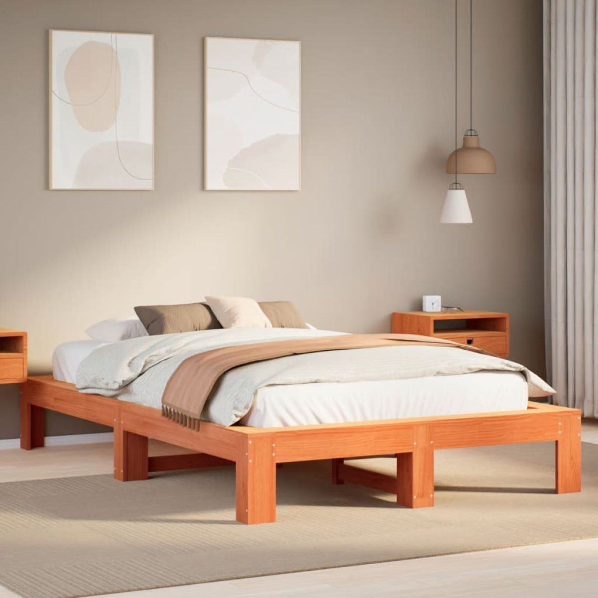vidaXL Bed Frame | Natural wood colour | Solid pine wood, Plywood slats | Single - from vidaXL