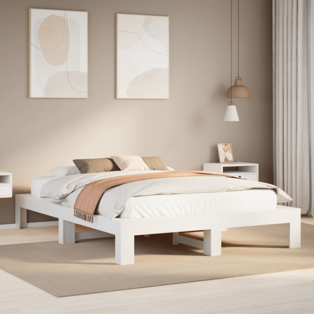 vidaXL Bed Frame | Natural wood colour | Solid pine wood, Plywood slats | Single - from vidaXL