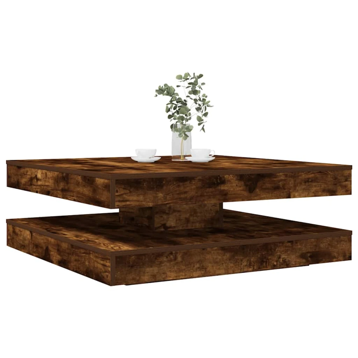 vidaXL vidaXL Coffee Table 50x50x34.5 cm 360 Degree Rotating Modern Black Wood for Living Room - Coffee Table