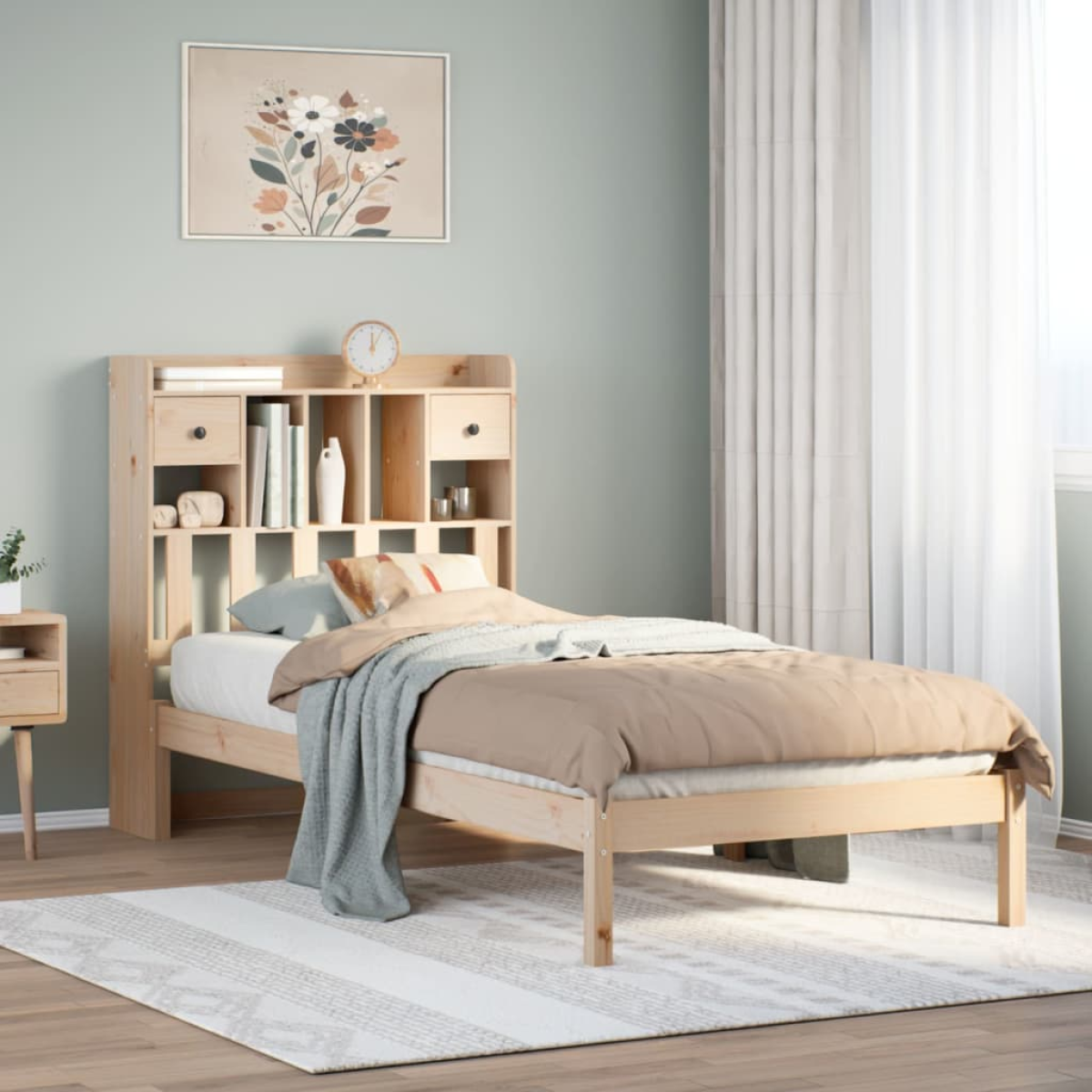 vidaXL Bookcase Bed without Mattress 75x190 cm Small Single Solid Wood Pine - from vidaXL