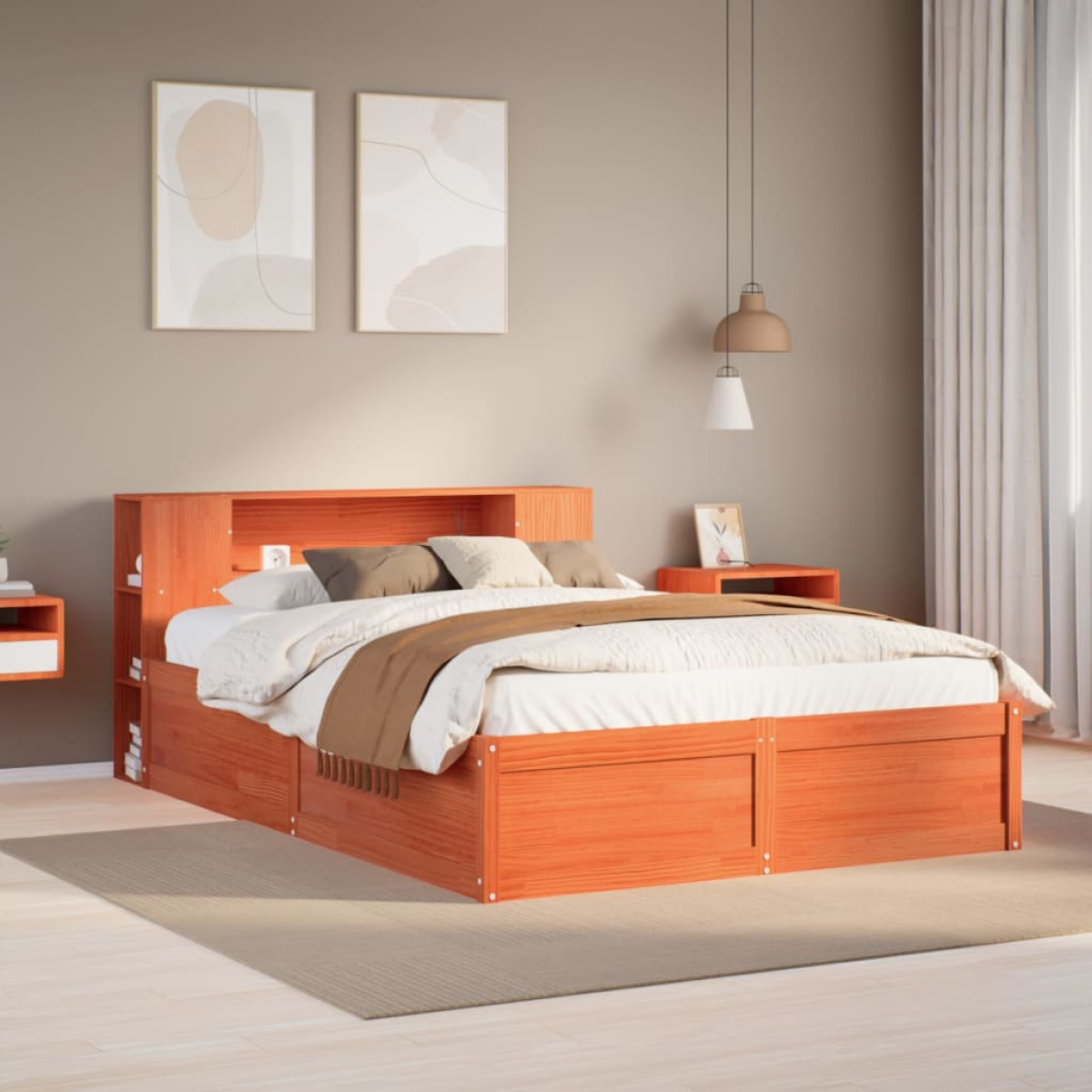 vidaXL Bed Frame without Mattress Wax Brown 160x200 cm Solid Wood Pine - from vidaXL