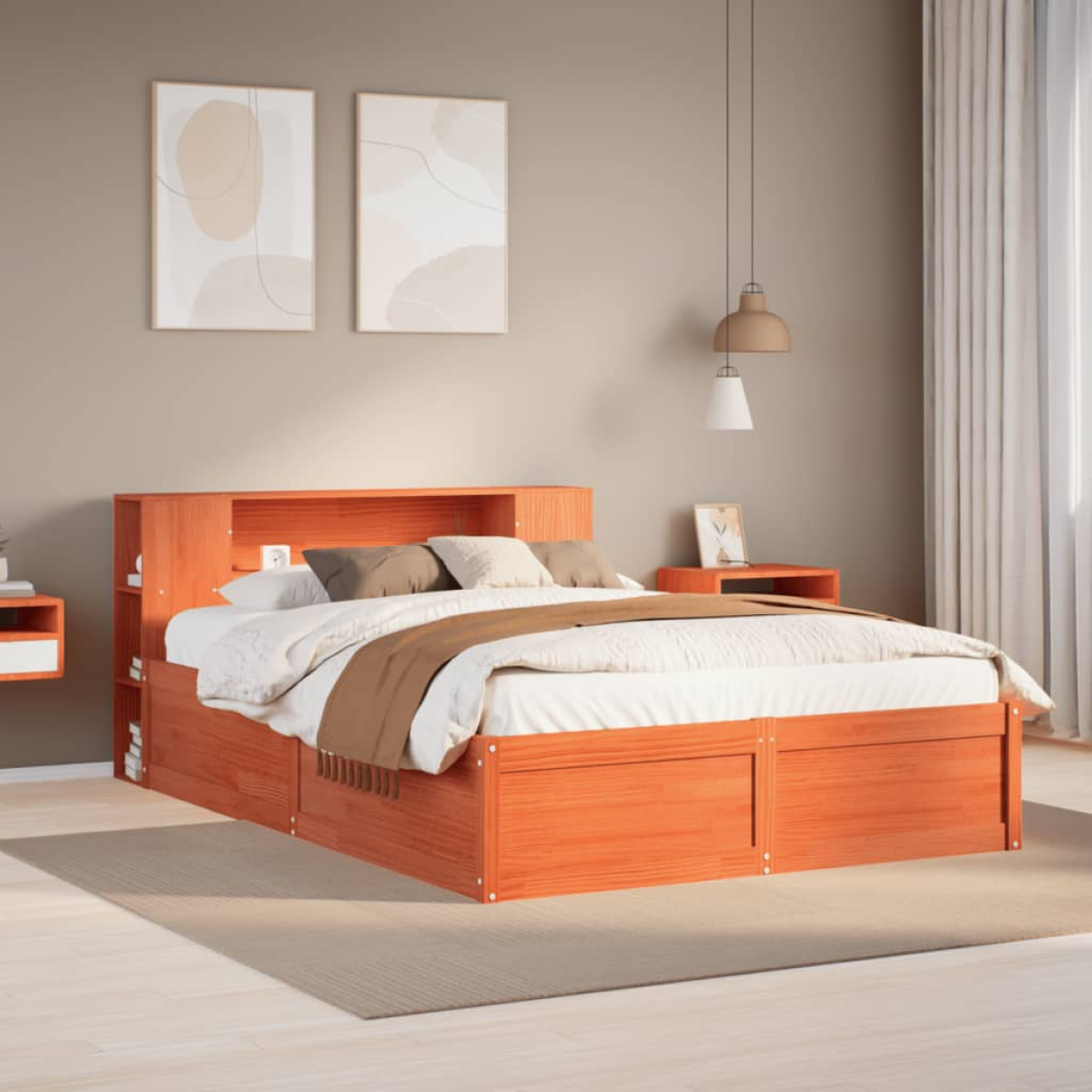 vidaXL Bed Frame without Mattress Wax Brown 160x200 cm Solid Wood Pine - from vidaXL