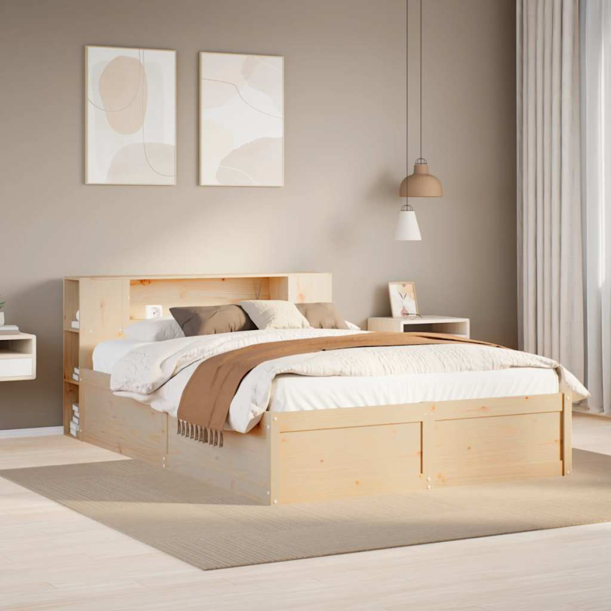 vidaXL Bed Frame without Mattress Wax Brown 160x200 cm Solid Wood Pine - from vidaXL