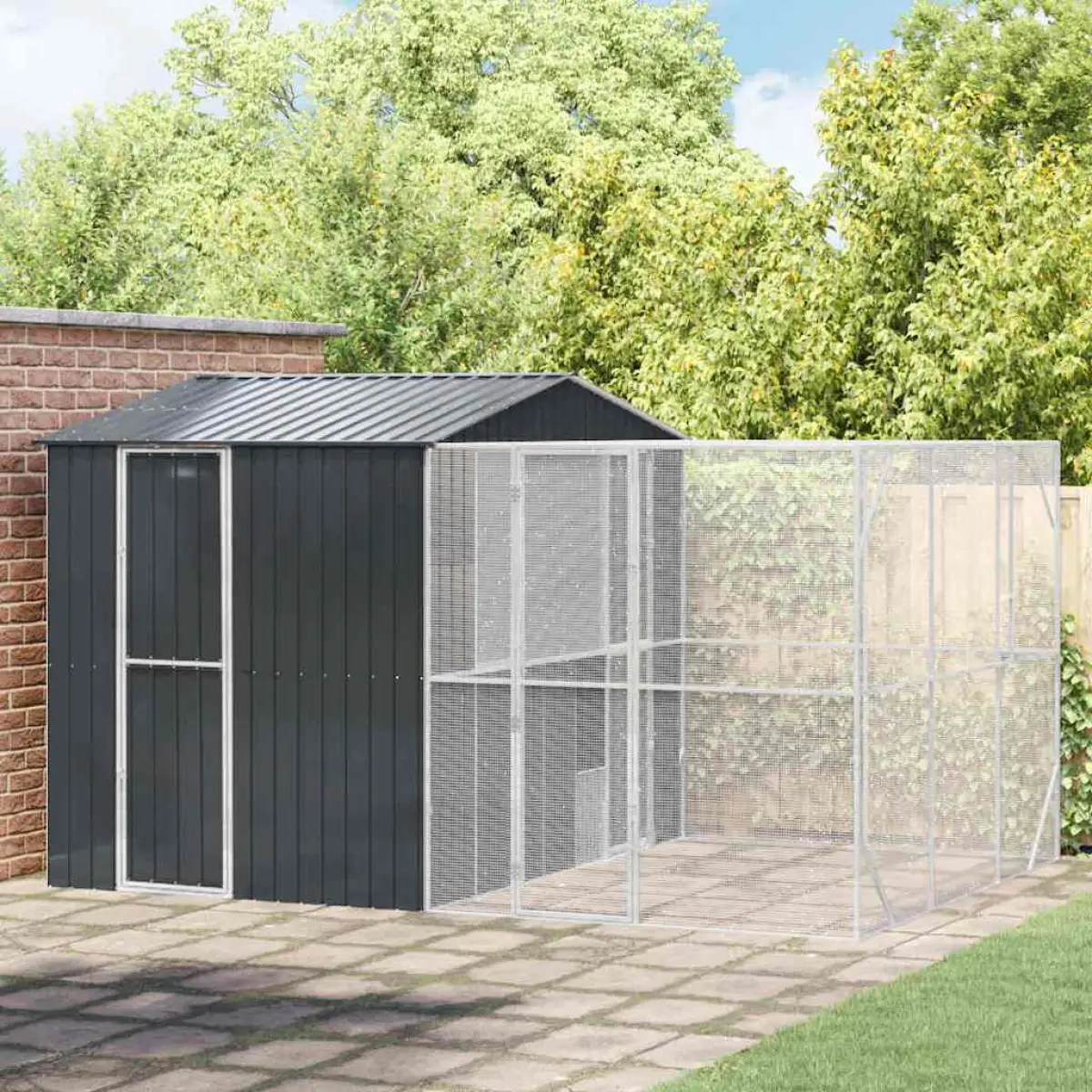 vidaXL vidaXL Bird Cage Anthracite 416.5 x 103 x 142 cm Galvanised Steel - Bird Cage