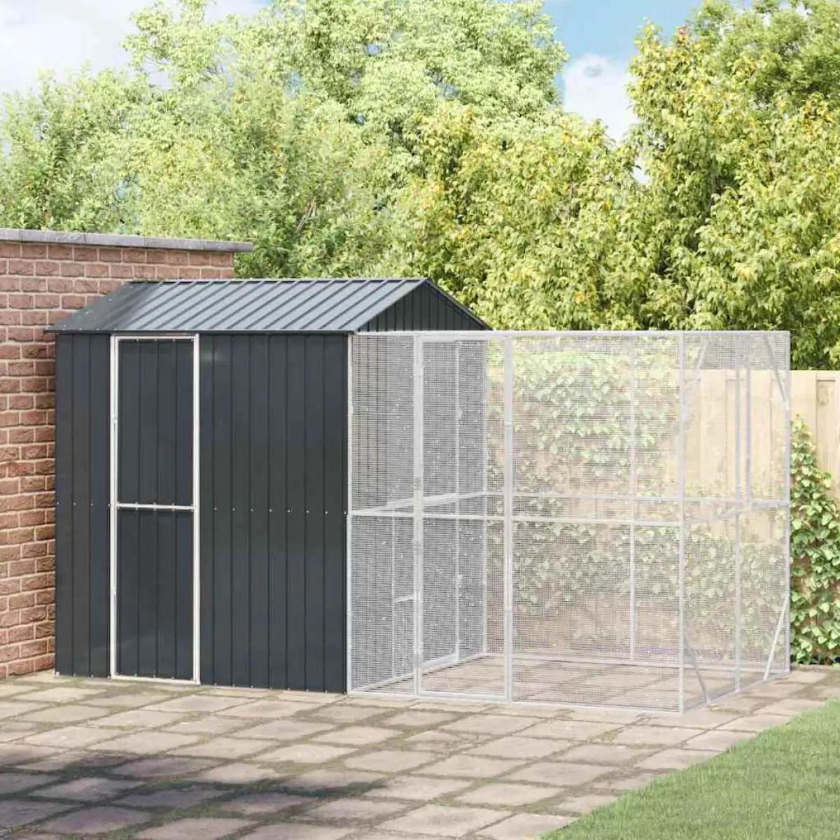 vidaXL vidaXL Bird Cage Anthracite 416.5 x 103 x 142 cm Galvanised Steel - Bird Cage