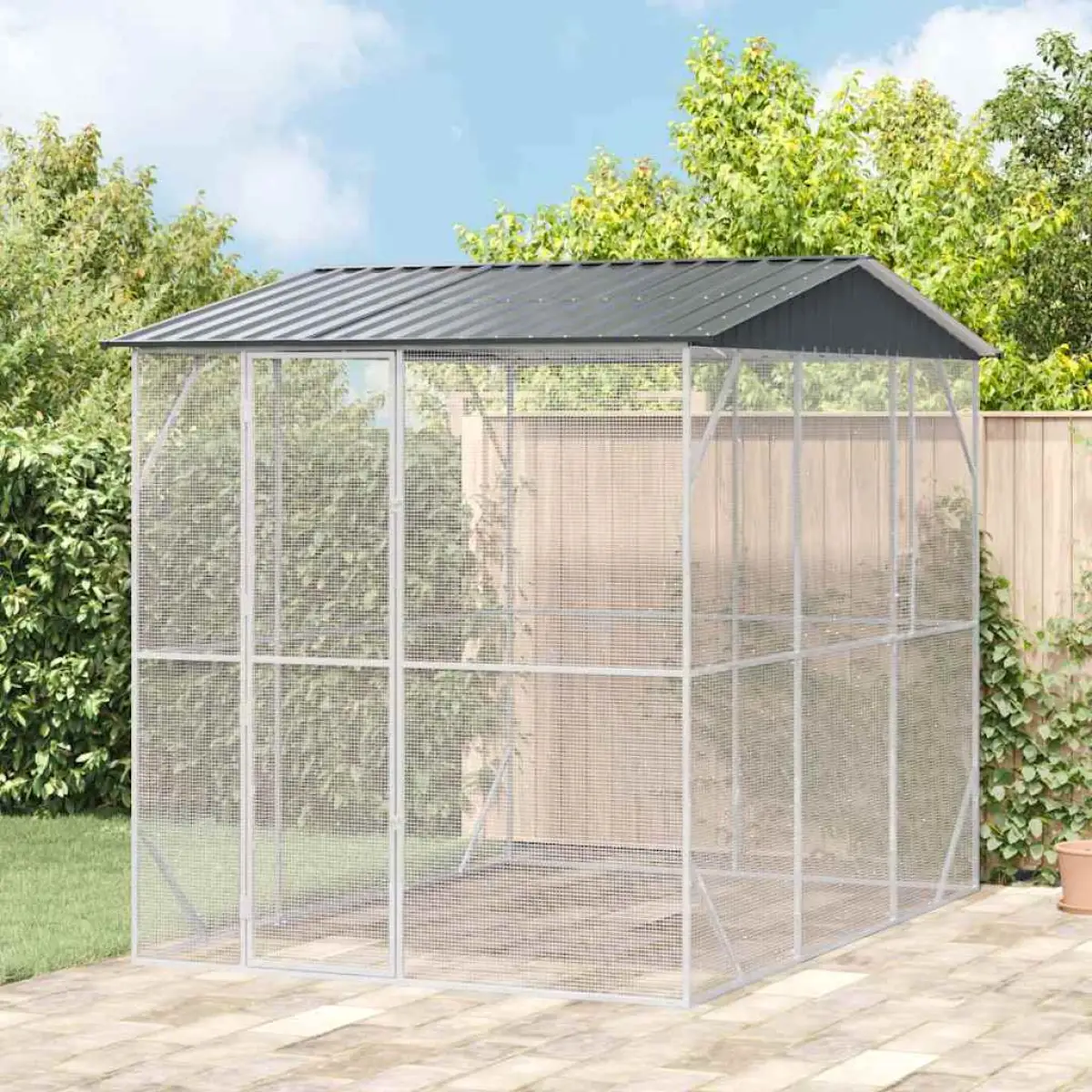 vidaXL vidaXL Bird Cage Anthracite 227 x 112 x 141 cm Galvanised Steel - Bird Cage