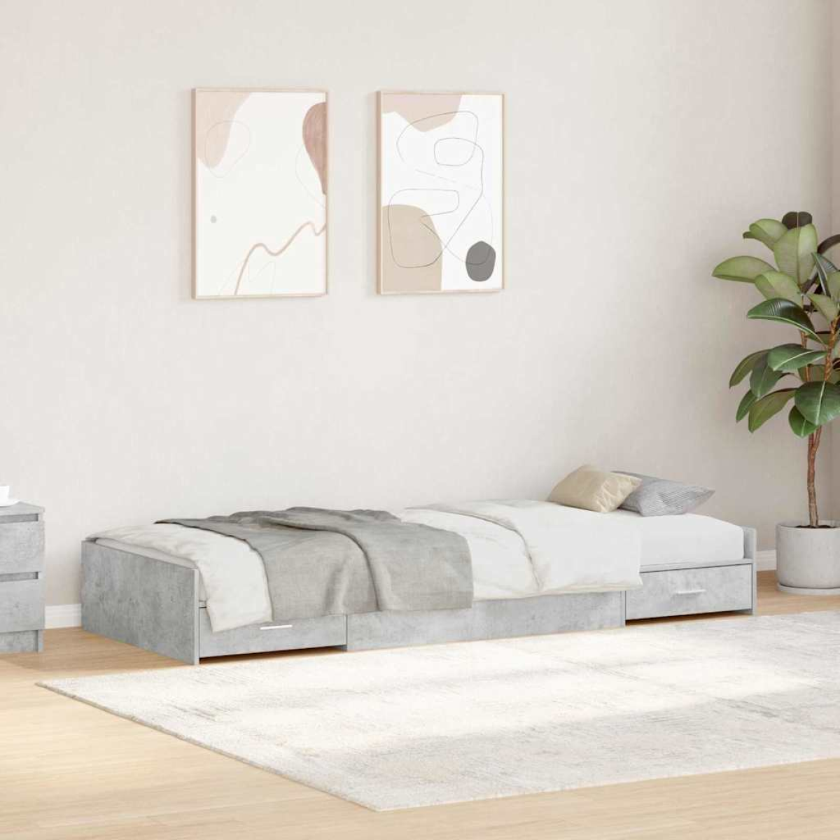 vidaXL Bed Frame with Drawer Artisan Oak 90 x 190 cm Engineered Wood - from vidaXL