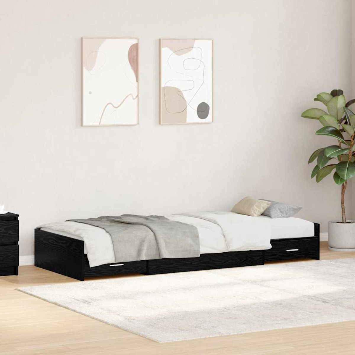 vidaXL Bed Frame with Drawer Artisan Oak 90 x 190 cm Engineered Wood - from vidaXL