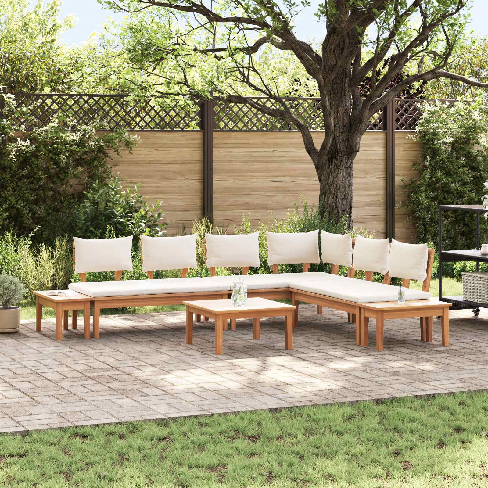 vidaXL vidaXL Garden Sofa Set 4 pcs Brown and Cream - Garden Sofa Sets