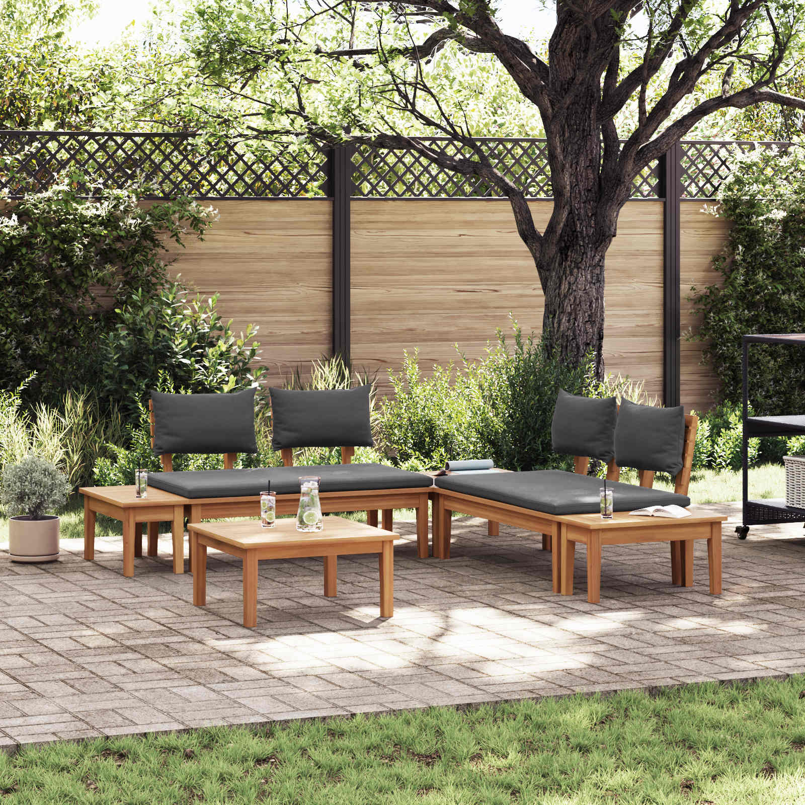 vidaXL vidaXL Garden Sofa Set 4 pcs Brown and Cream - Garden Sofa Sets