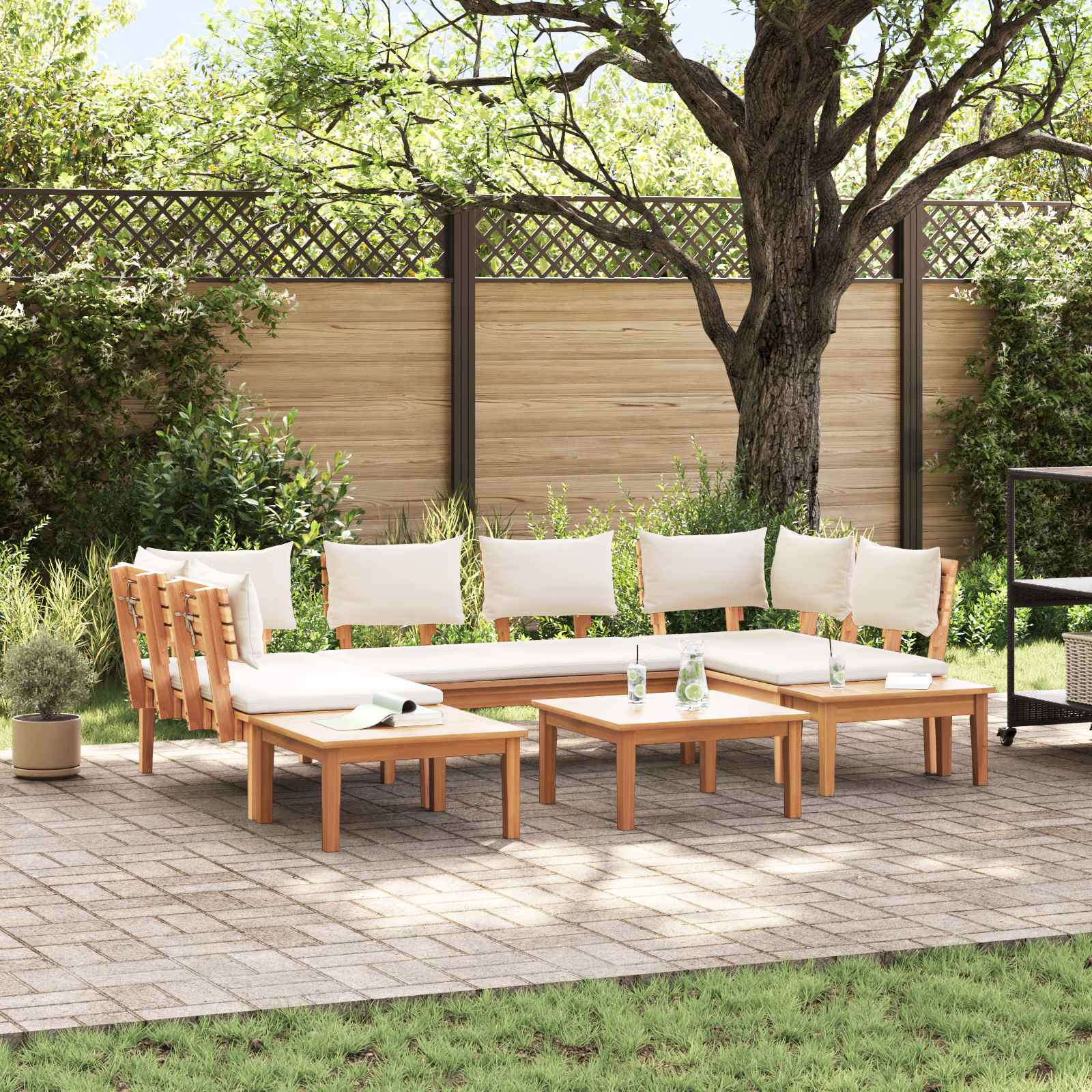 vidaXL vidaXL Garden Sofa Set 4 pcs Brown and Cream - Garden Sofa Sets
