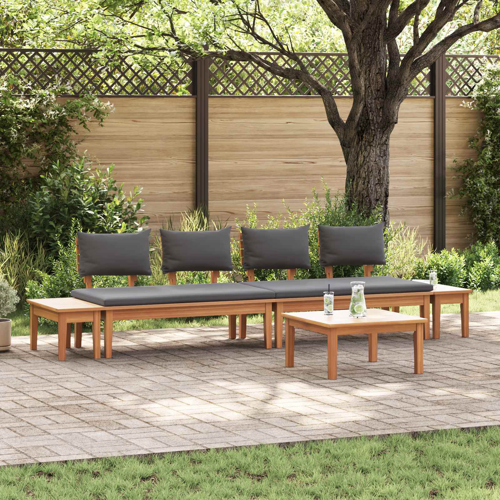 vidaXL vidaXL Garden Sofa Set 4 pcs Brown and Cream - Garden Sofa Sets