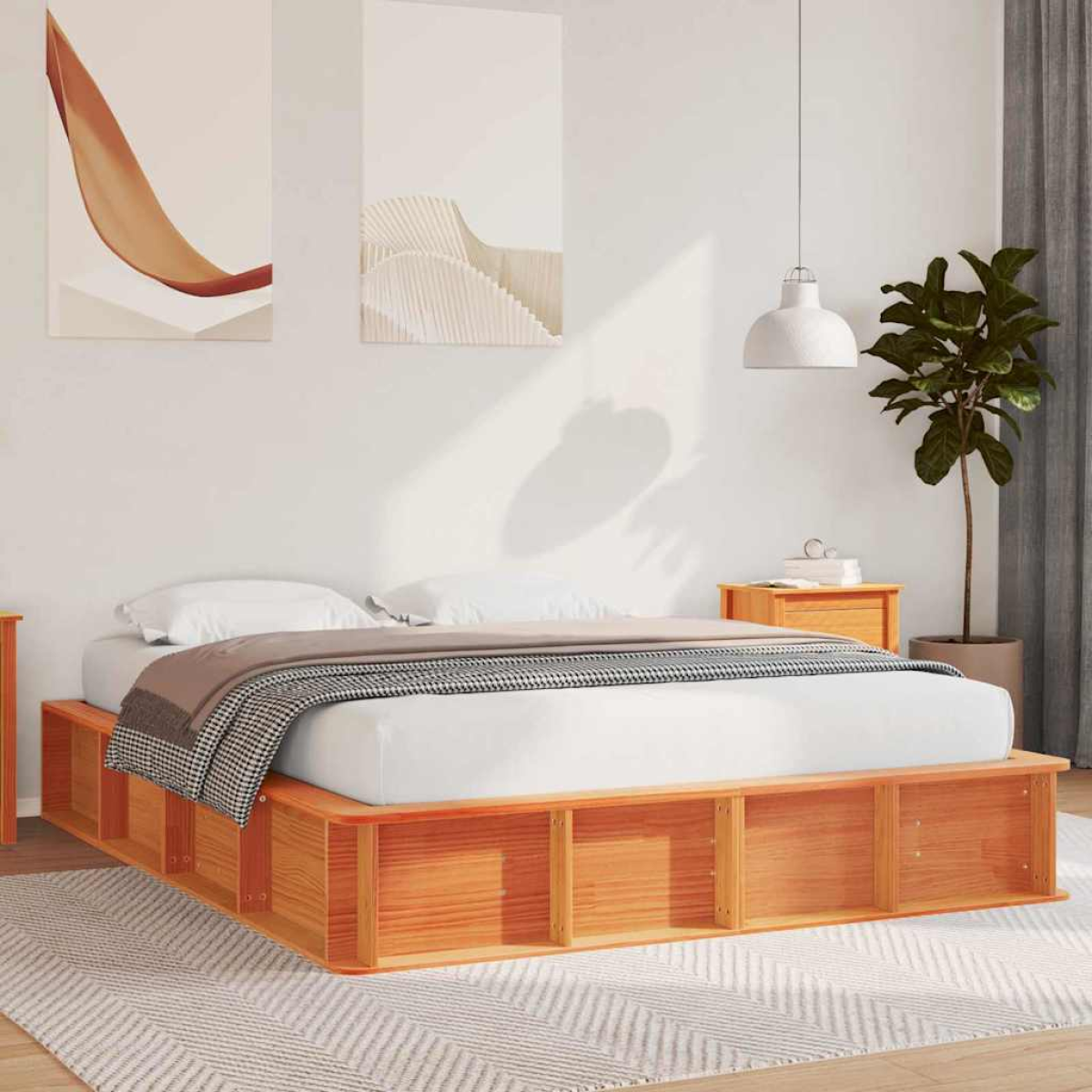 vidaXL Bed Frame Wax Brown 75 x 190 cm Solid Pine Wood - from vidaXL