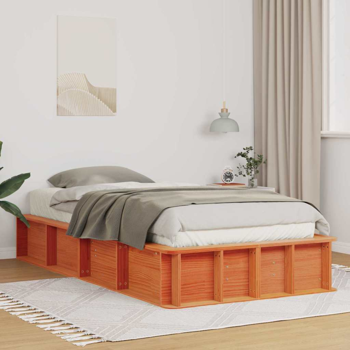 vidaXL Bed Frame Wax Brown 75 x 190 cm Solid Pine Wood - from vidaXL