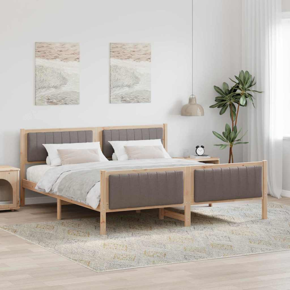 vidaXL Bed frame Brown and light grey 90 x 200 cm Solid pine wood - from vidaXL