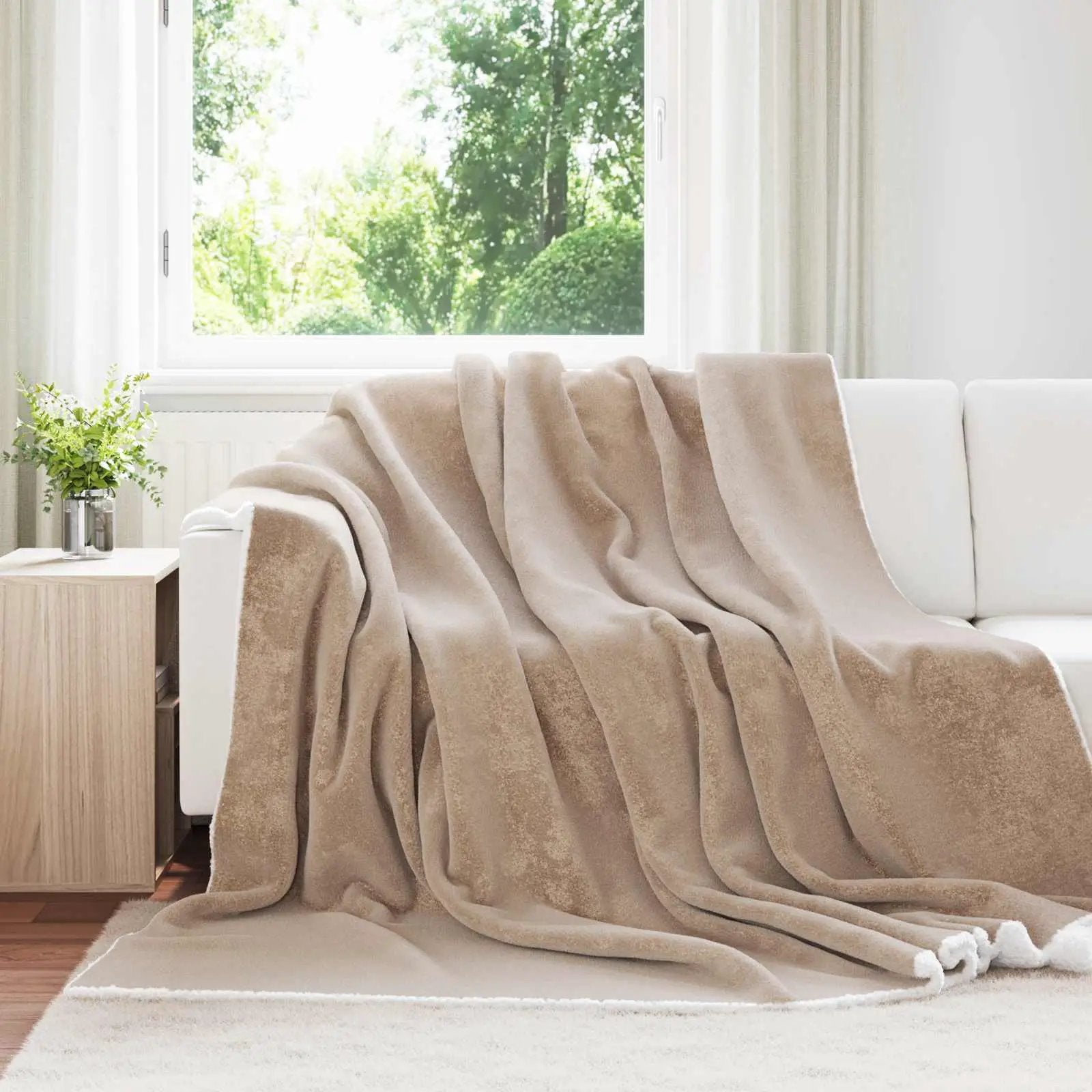 vidaXL vidaXL Throw Blanket Beige 130 x 150 cm Fleece - Throws