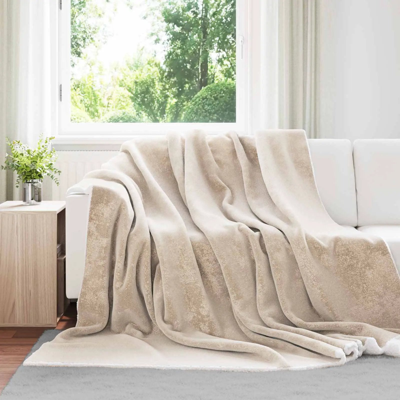 vidaXL vidaXL Throw Blanket Beige 130 x 150 cm Fleece - Throws